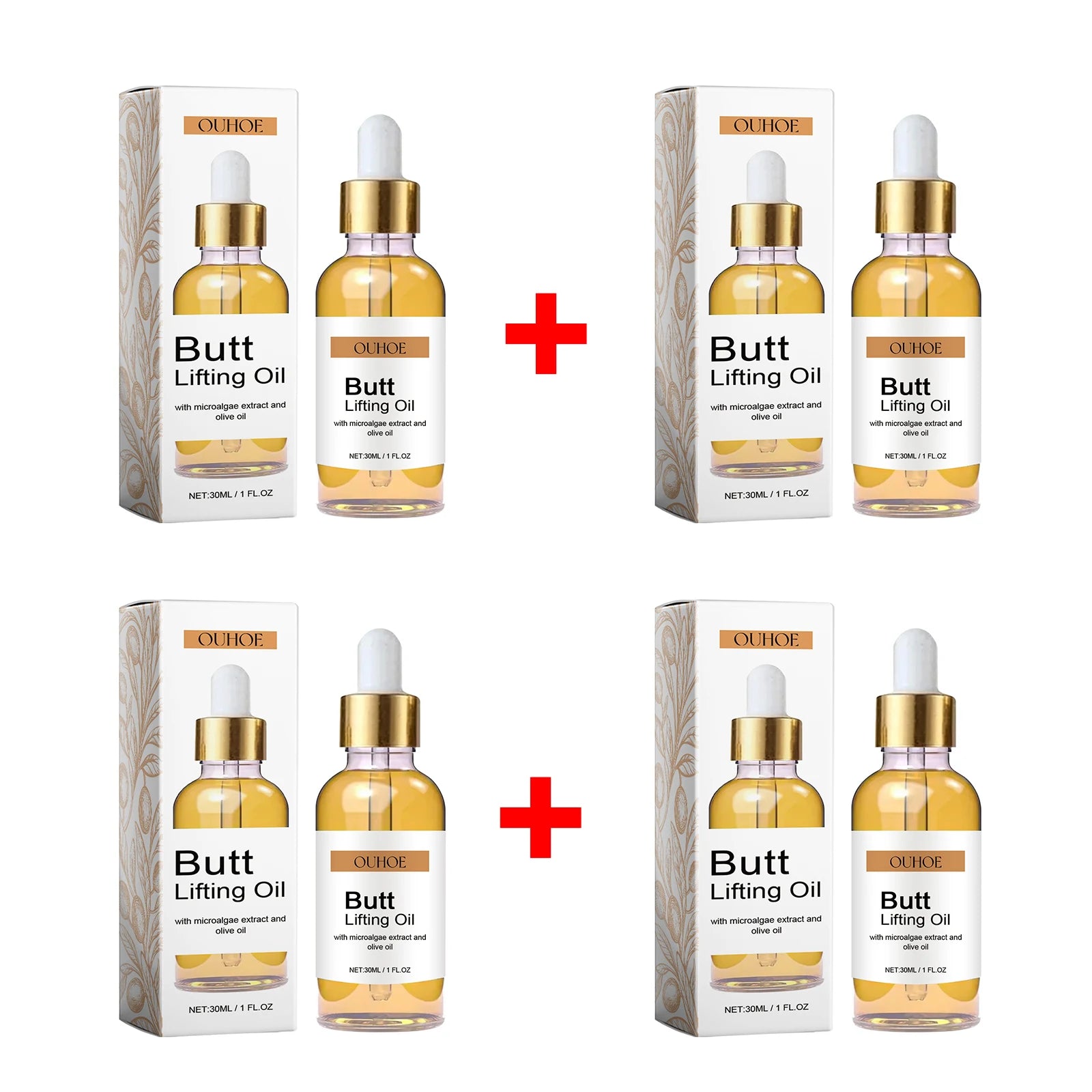 OUHOE Butt Lifting Oil 30ml Firming Serum, Hip Lifting & Tightening Massage Oil for Elasticity & Moisturizing Butt Care Body Oil Oasis Select 4pcs