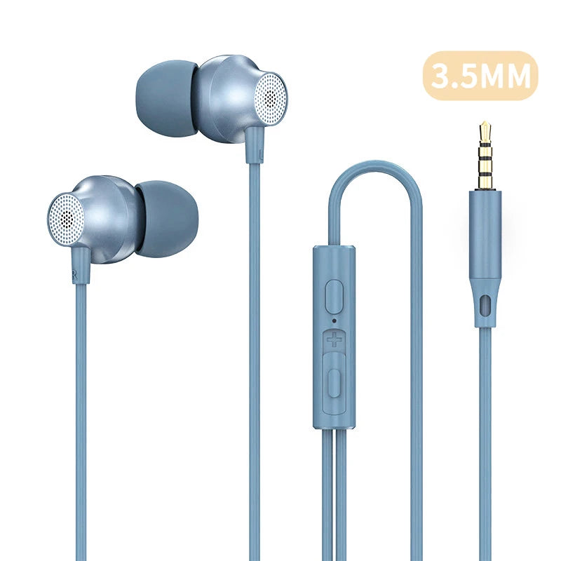 Digital Chip Wired Earphone 3.5mm AUX/Type C 9D HiFi Surround Heavy Bass In-Ear Headsets For Samsung Huawei Xiaomi OPPO iPad PC Oasis Select 3.5MM AUX Blue