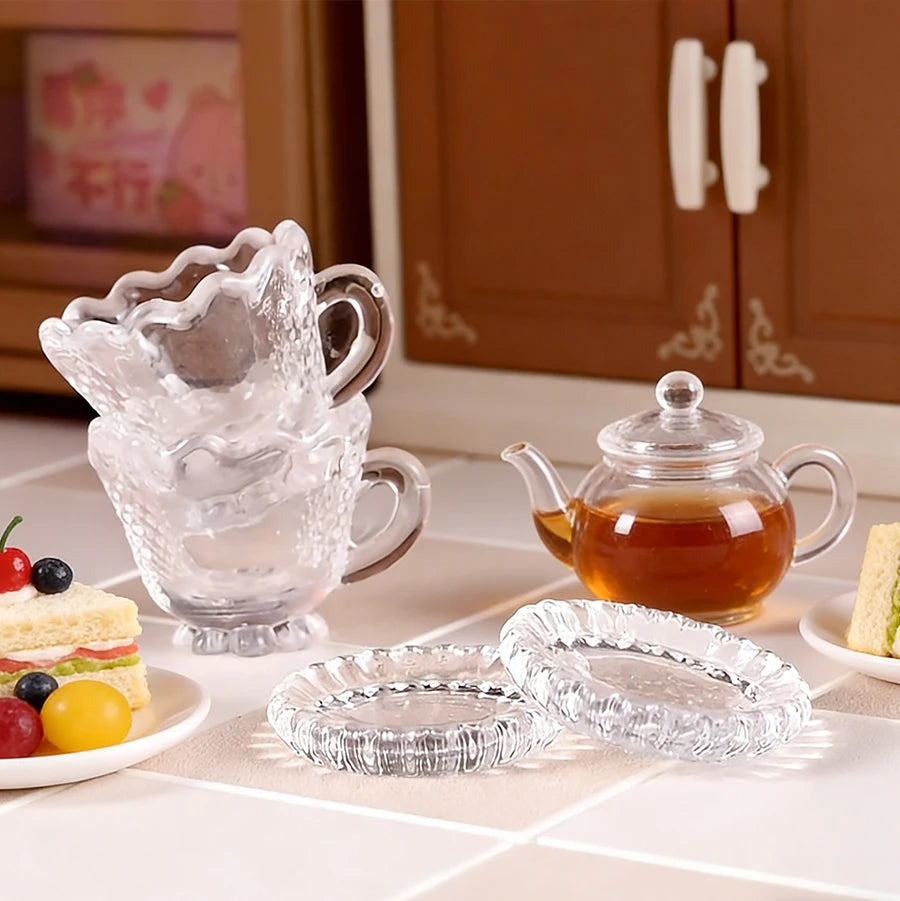 2/4/6 Sets Clear Miniature Coffee Cup Set – For Dollhouse, Micro Landscapes & Fairy Garden Tea Party Tabletop Displays Oasis Select