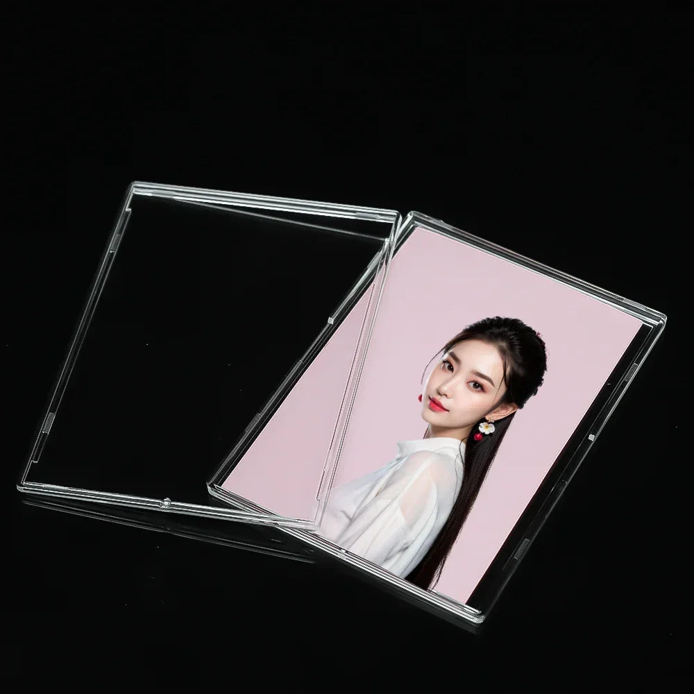 Clear Acrylic Card Holder Snap Type Gaming Sports Trading Card Display Case Kpop Idol Photo Protective Sleeves Not Magnetic Oasis Select