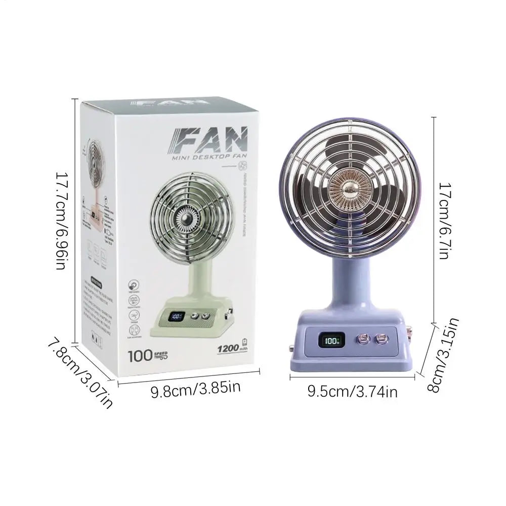 Small Desk Fan Portable USB Rechargeable 100 Speeds Desktop Cooling Fan for Home Office Bedroom Study Living Room Dormitory Oasis Select Green