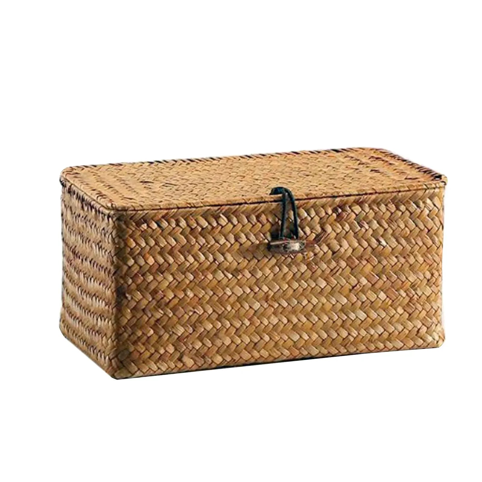 Partitioned Storage Box, Handcrafted Woven Storage Basket, Rectangular Vintage Shelf, for Home Organization Storage Containers Oasis Select