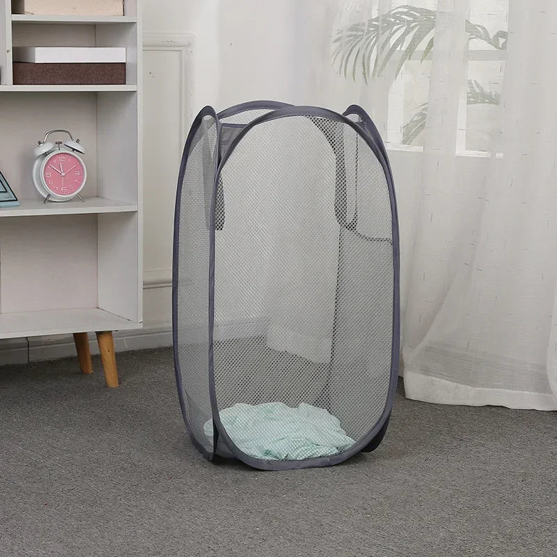 Large Capacity Dirty Clothes Basket Storage Bucket Mesh Bathroom Portable Foldable Dirty Clothes Basket Oasis Select