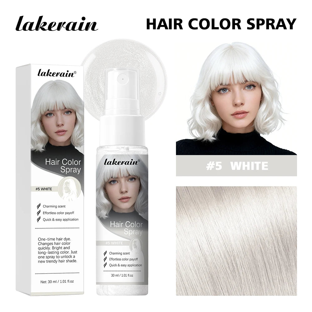 Hair Color Spray Disposable Hair Dye Spray DIY One-Time Hair Color Liquid Washable 8 Colors Party Temporary Hair Styling Spray Oasis Select White