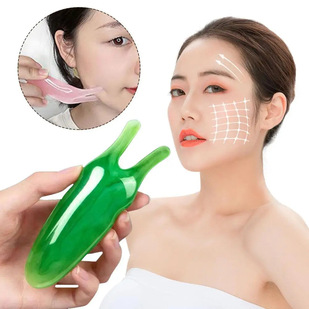 Resin Face Lifting Stone Guasha Scraping Facial Gouache Y-shaped Fork Massage Plate Nose Massage Trigger Point Nose Massager Oasis Select