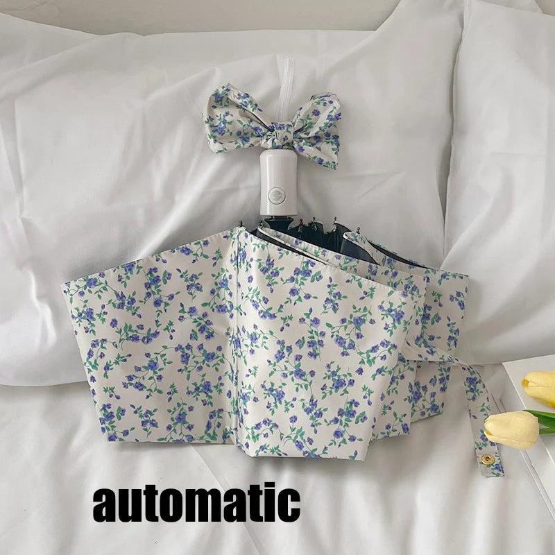 Broken Flower Fully Automatic Sun Umbrella UV Resistant Women's Folding Dual-purpose Sun Umbrella For Both Rain and Sunshine Oasis Select automatic 8K