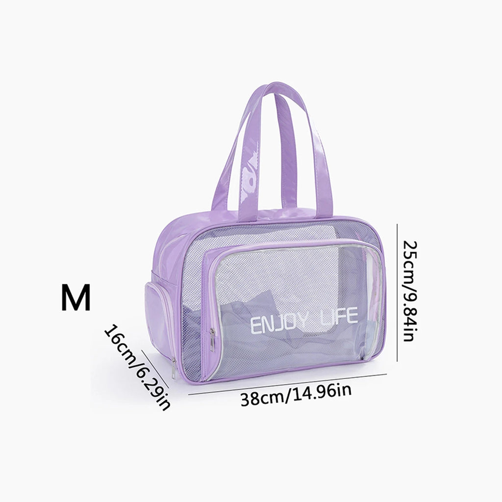 Double Layer Dry Wet Separation Makeup Bag With Large Capacity Waterproof Handheld Transparent Wash And Makeup Bag Oasis Select M