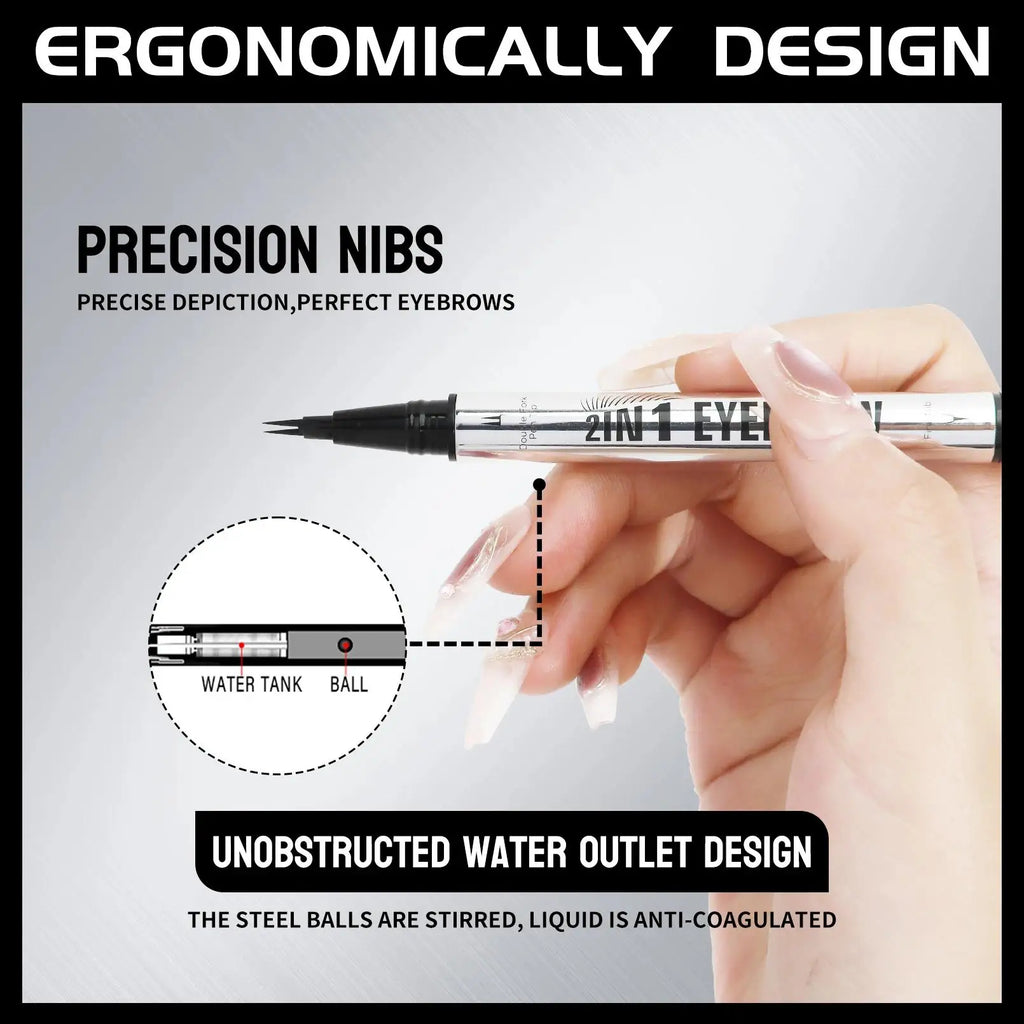 Hello Kiss 2-in-1 Waterproof Eyebrow Pencil – Double-Ended Brow