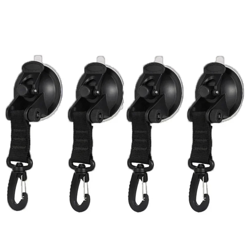 Outdoor Camping Car Tent Suction Cup Buckle Portable Suction Cup Hook Tent Hook Sun Protection Rain Cover Car Window Suction Cup Oasis Select 4pcs-black