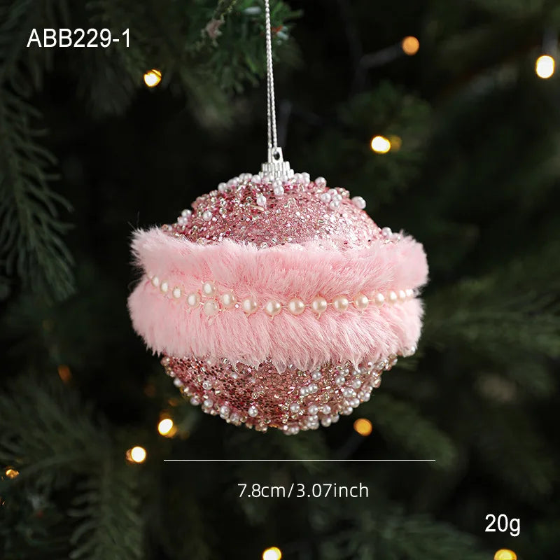 Christmas Tree Ornament Unique Pink Fluffy Christmas Ball Christmas Ball Decoration Modern Holiday Ornament For Festive Holiday Oasis Select Style A 8cm