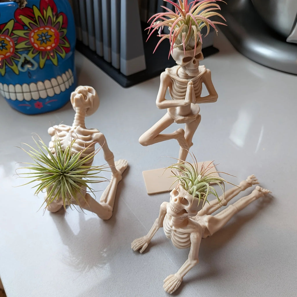 3D Printed Yoga Skeleton Plant Stand Multi-Pose Air Pineapple Holder Creative Art Desktop Ornament Plastic Pot Novelty Decor Oasis Select