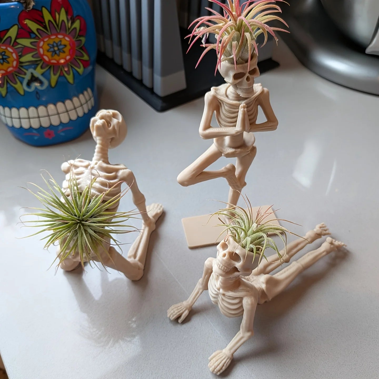 3D Printed Yoga Skeleton Plant Stand Multi-Pose Air Pineapple Holder Creative Art Desktop Ornament Plastic Pot Novelty Decor Oasis Select