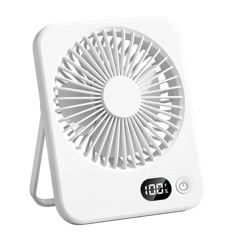2025 New Small Fan Handy Charging Long Life Ultra-thin Desktop Fan Large Wind Super Quiet Folding Handheld Table Fan Oasis Select White