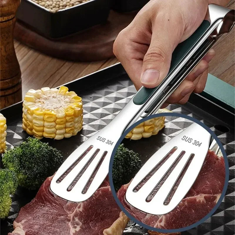 1pc Non Slip Stainless Steel Food Tongs Meat Salad Bread Clip Barbecue Grill Buffet Clamp Cooking Tools Kitchen Accessories Oasis Select