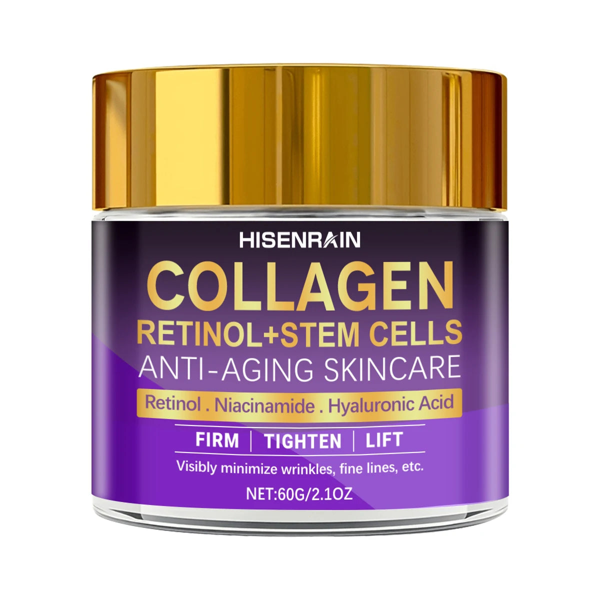 HISENRAIN Premium Collagen & Retinol Face Cream - Anti-Aging Moisturizer for Wrinkle Reduction, Firming & Hydrating Skin. Oasis Select 60g