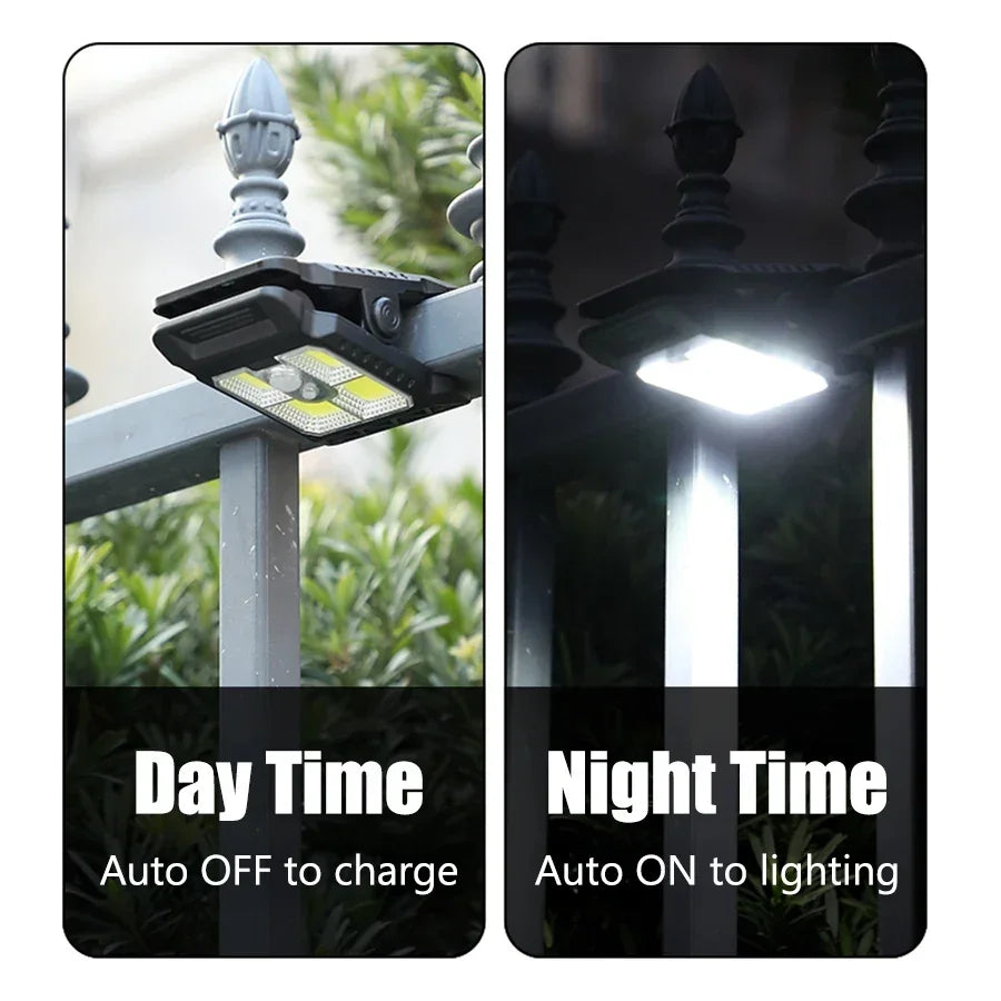 LED Solar Garden Lights Outdoor Solar Clip Light Motion Sensor Camping Lamp with 3 Mode Waterproof Fence Street Landscape Oasis Select