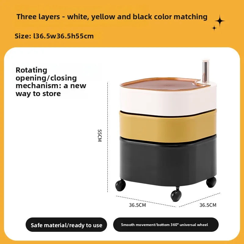 Bedside table 360 rotating mobile bedroom small cabinet Douyin Internet celebrity small storage simple locker Oasis Select 3 white yellow black
