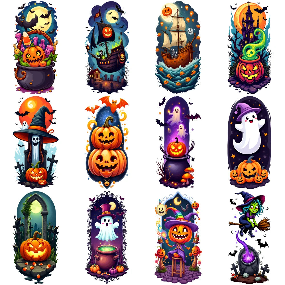 12-Piece Halloween Spooky Temporary Tattoo Stickers for Adults Temporary Tattoo Stickers Oasis Select 1A-12X7cm