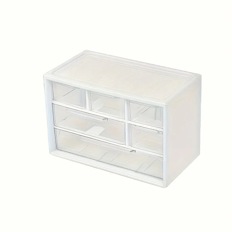 Six-compartment Drawer Storage Box, Drawer Bead Small Jewelry Storage Box, Plastic Storage Box, Convenient and Lightweight Oasis Select WHITE