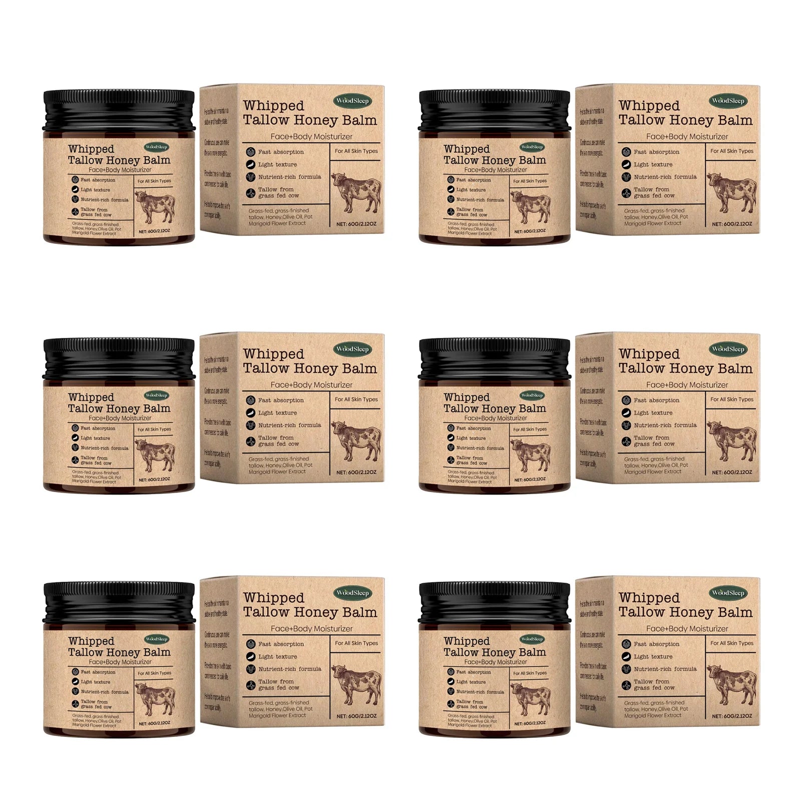WoodSleep Beef Tallow & Honey Face Body Cream – Deep Moisture Tallow Face Body Cream Oasis Select 360g boxed