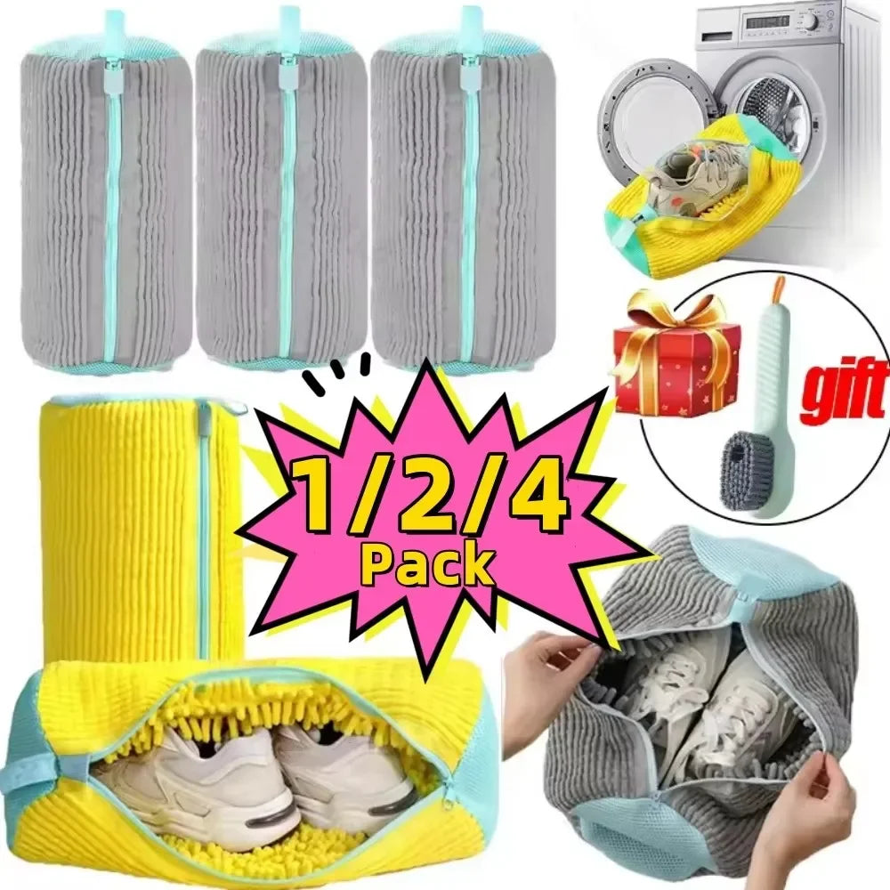 1/2/4PCS Shoe Washing Machine Bag with Liquid Shoe Brush Set Durable Laundry Shoe Bag and Soft Bristle Clean Brush for All Shoes Oasis Select
