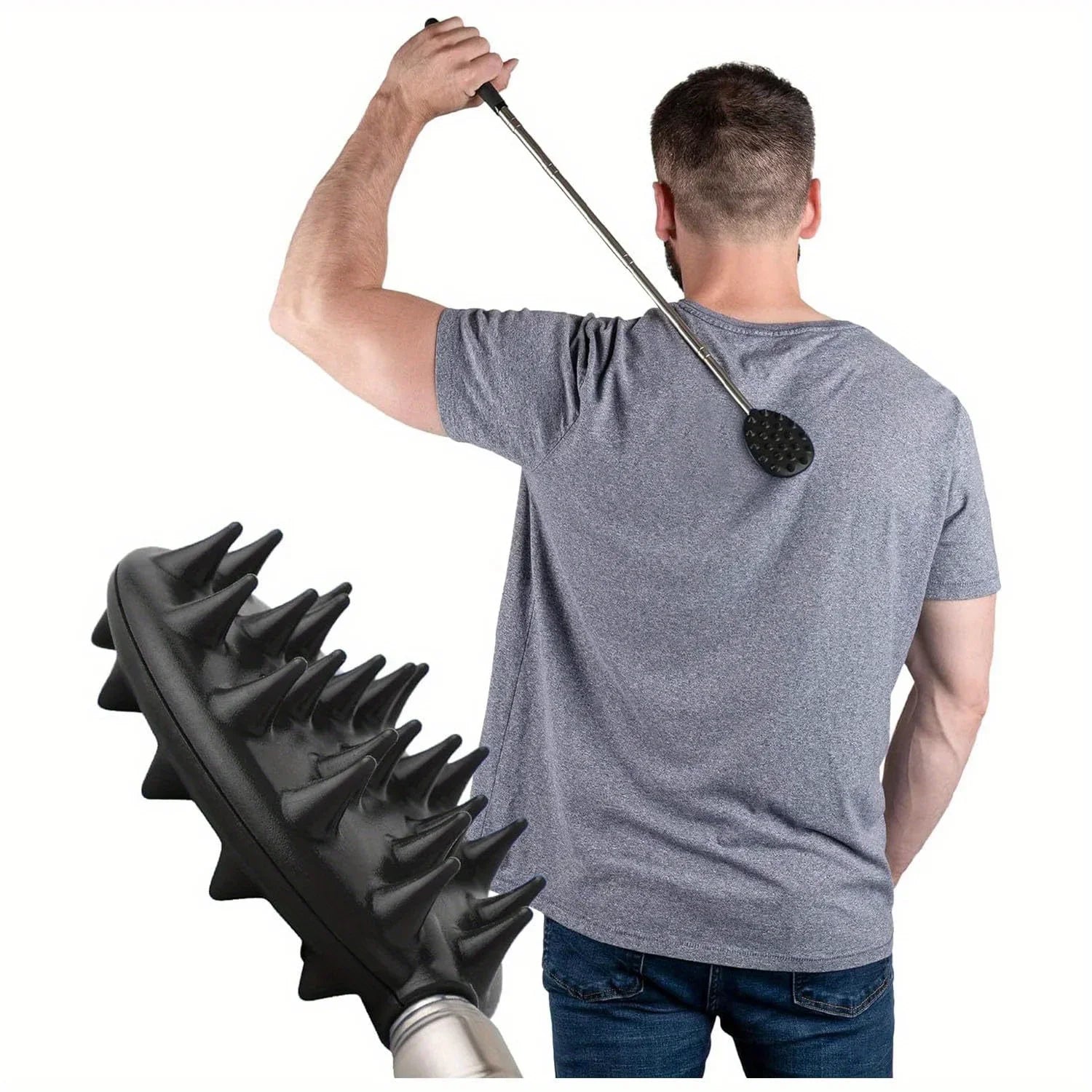Extendable Cactus Back Scratcher with 1/4-inch & 1/2-inch Spikes, Retractable One-Hand Itch Stick for Men & Women, Durable PVC Oasis Select