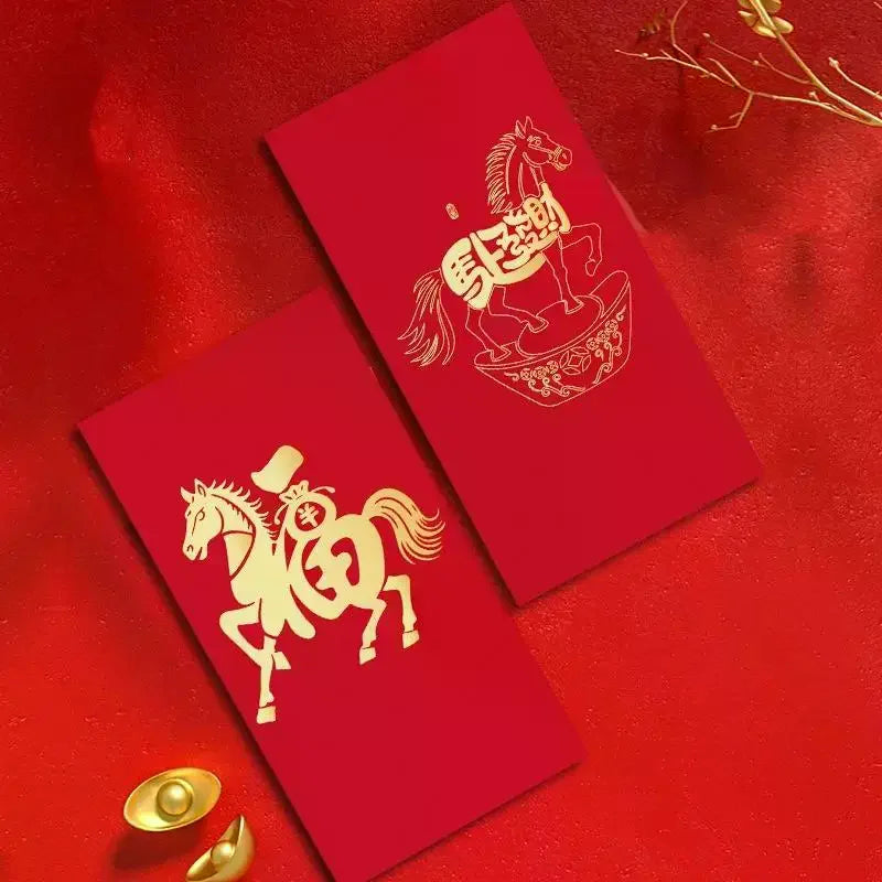 6pcs Pack 2026 Year Of The Horse Chinese New Year Lucky Money Envelopes, Cartoon Red Packet For Spring Festival Oasis Select