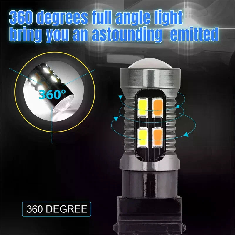 10X LED Light Dual Color Bulb T25 3157 P27-7W 5630 20SMD Canbus Car Brake Reverse Lamp Turn Signal White Amber Oasis Select