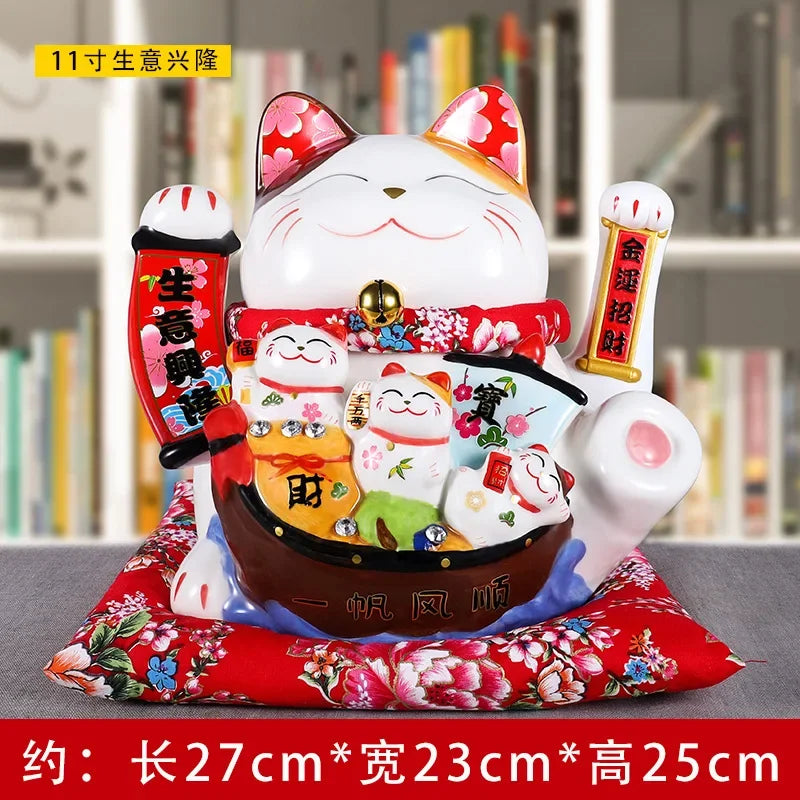 11-inch Lucky Cat Shaking Hand Ornaments Large Electric Cashier Home Store Opening Gift Ceramic Ornaments Oasis Select 3 26cm x 22cm