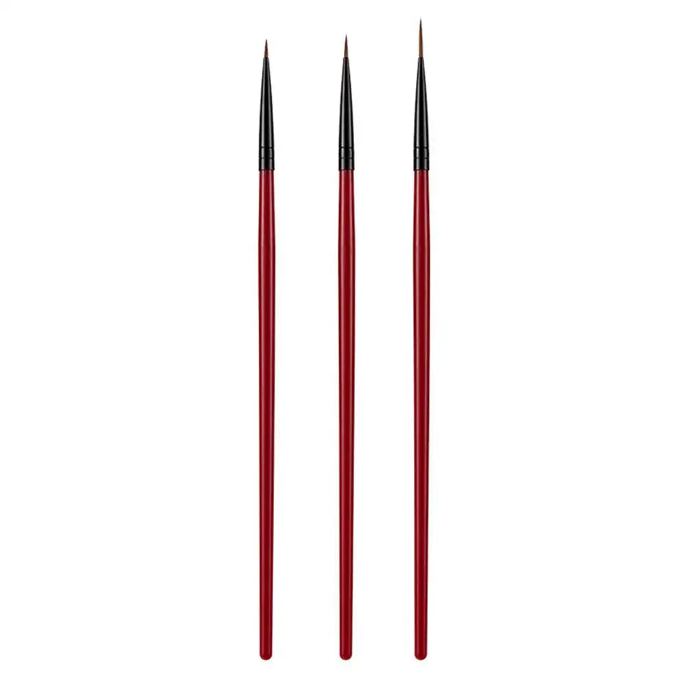 3Pcs/Pack Fine Drawing Striping Liner Design Tips Nail Art Pen Brushes UV Gel Painting Acrylic Nail Design Liner Painting Brush Oasis Select red
