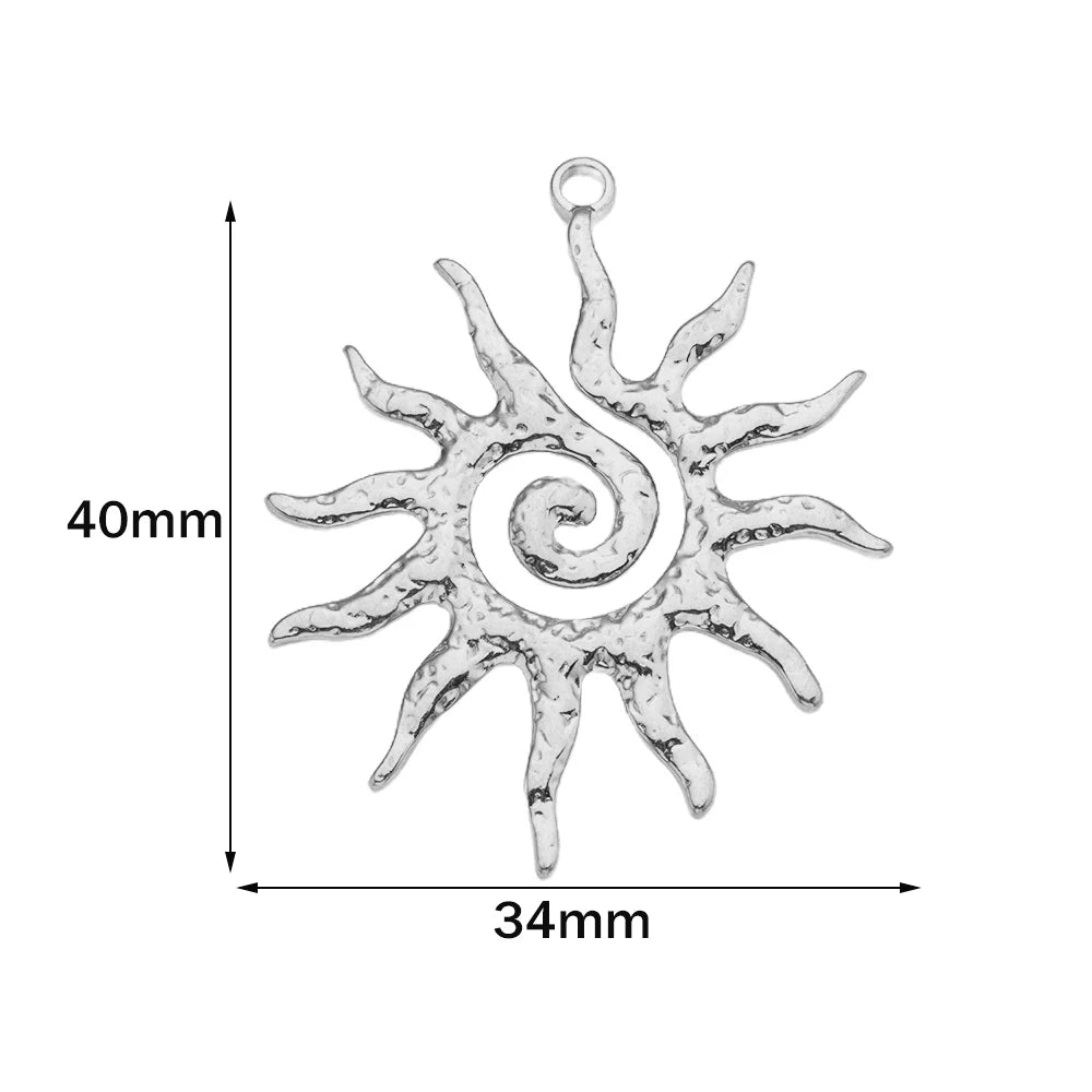 5pcs Stainless Steel Celestial Sun Charms Smile Pendants DIY for Necklace Bracelet Jewelry Making Craft Supplies Party Decor Oasis Select Steel 40X34mm