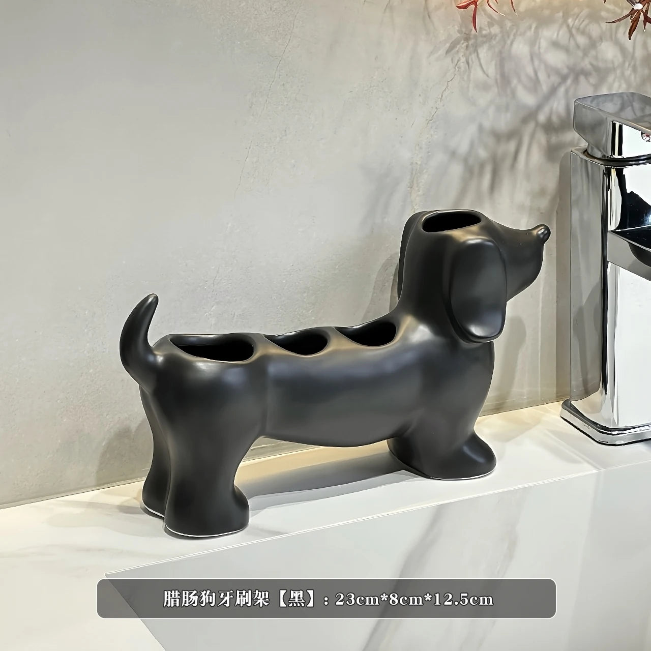 Dachshund Ceramic Electric Toothbrush Holder Storage Rack Bathroom Sink Washstand Toothbrush Base Bathroom storage support Decor Oasis Select black