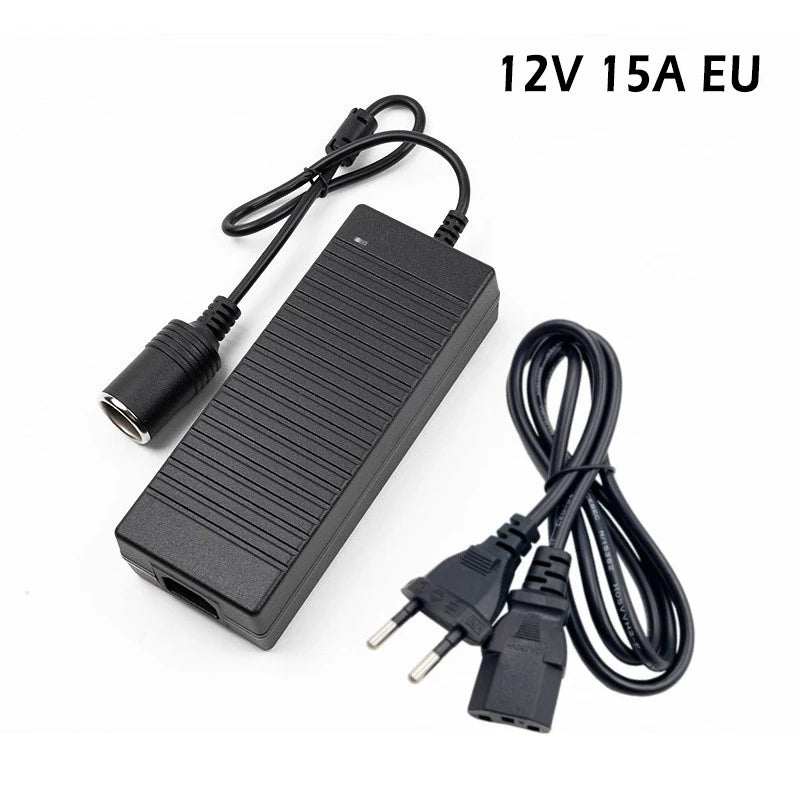 12V 15A Car Power Adapter AC To DC Converter 220V To 12V 15A Power Supply Adapter Cigarette Lighter Socket Household Transformer Oasis Select 12V 15A EU