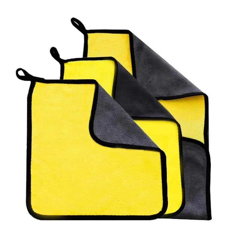 1/4pcs Thicken Microfiber Motorcycle Car Cleaning Towels Soft Drying Cloth Car Washing Towels Double Layer Clean Rags Detailing Oasis Select
