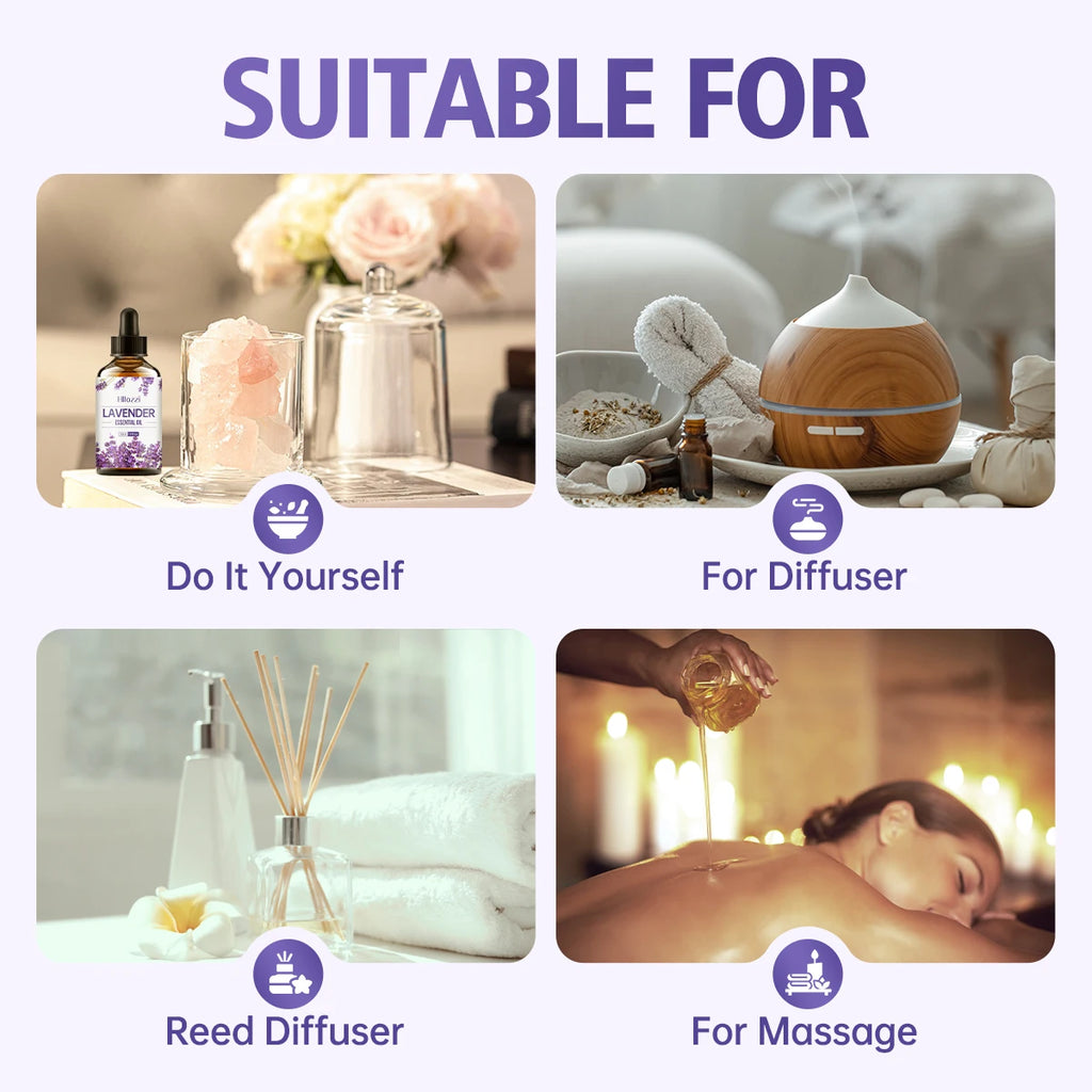 Hllozzi Lavender Essential Oil 30ml 60ml 100ml Aroma Diffuser
