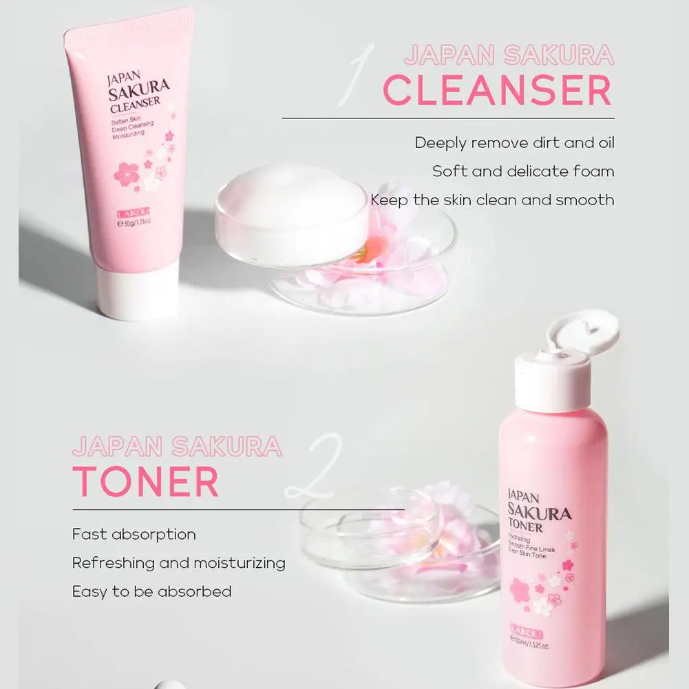 6PCs Sakura Skin Care Sets & Kits With Cleanser,Serum,Eye Cream,Sunscreen Cream Beauty Products For Women Gift Sets Routine Kit Oasis Select