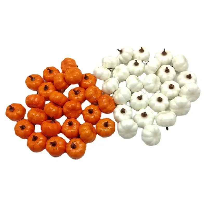 12/24/48Pcs Mini Artificial Pumpkin Happy DIY Halloween Fake Simulation Vegetabl Decoration for Home Halloween Props Crafts Oasis Select 48PCS