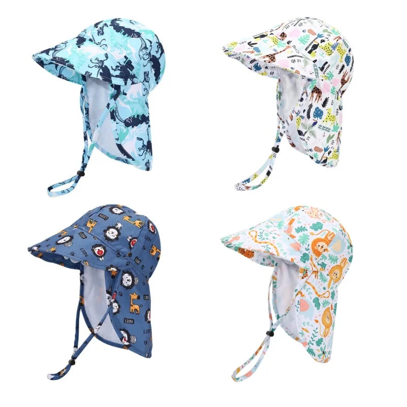 New Panama Summer Baby Bucket Hat for Boys Girls Cartoon Breathable Mesh Children's Beach Shawl Sun Hat Kids UV Protection Cap Oasis Select