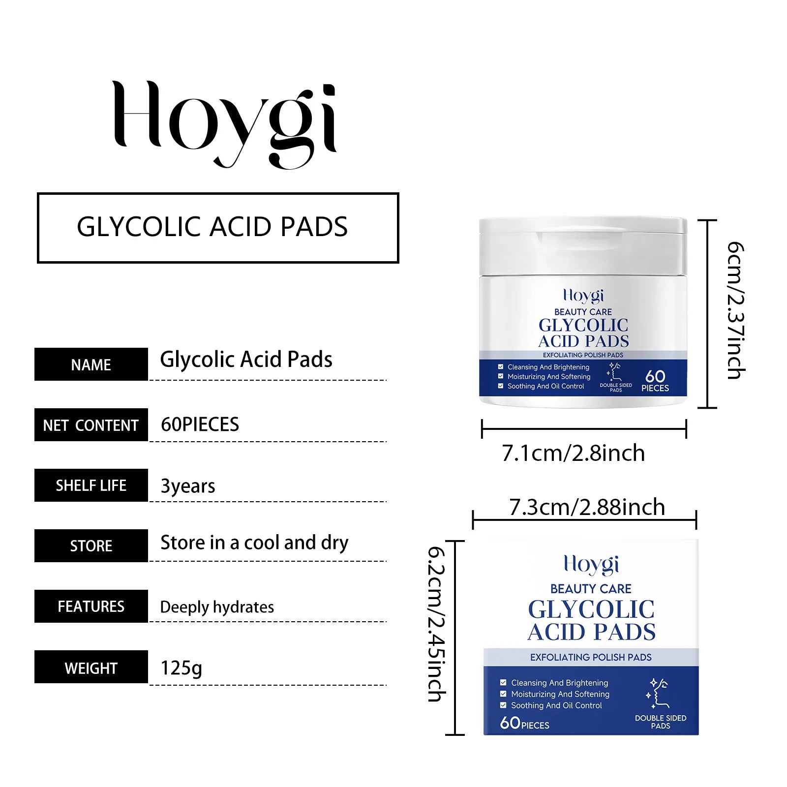 Hoygi Facial Cleansing Pads – Hydrating 60 Pcs Daily Cleanser