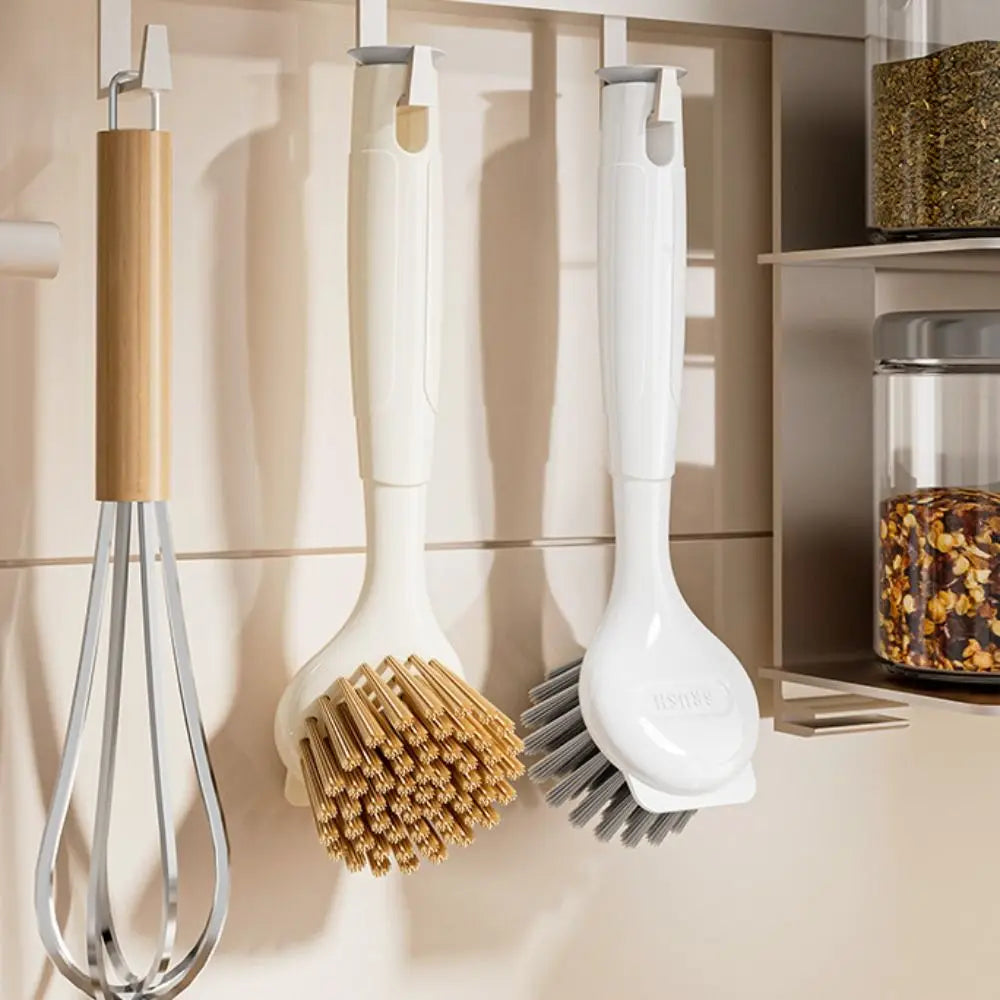 Long Handle Pot Brush Multipurpose Durable Dishwashing Brush with Suction Cup Bracket Dish Scrubber for Kitchen Pots Dishes Sink Oasis Select