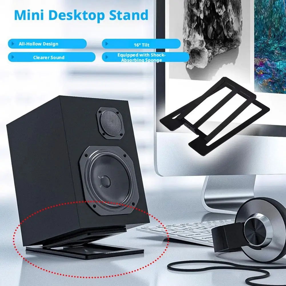 15° Tilt Desktop Speaker Stands – Universal Steel Desk Mounts
