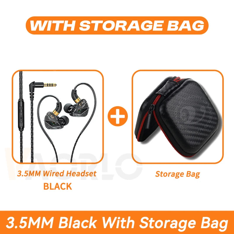 9D Surround HIFI Heavy Bass Headset 3.5MM/Type-C Digital Chip With Mic In-Ear Wired Headphones Music Sports For Samsung Android Oasis Select 3.5MM Black With Bag