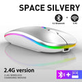 Wireless Mouse RGB Rechargeable Bluetooth Mice Wireless Computer Mause LED Backlit Ergonomic Gaming Mouse for Laptop PC 3600DPI Oasis Select Silver