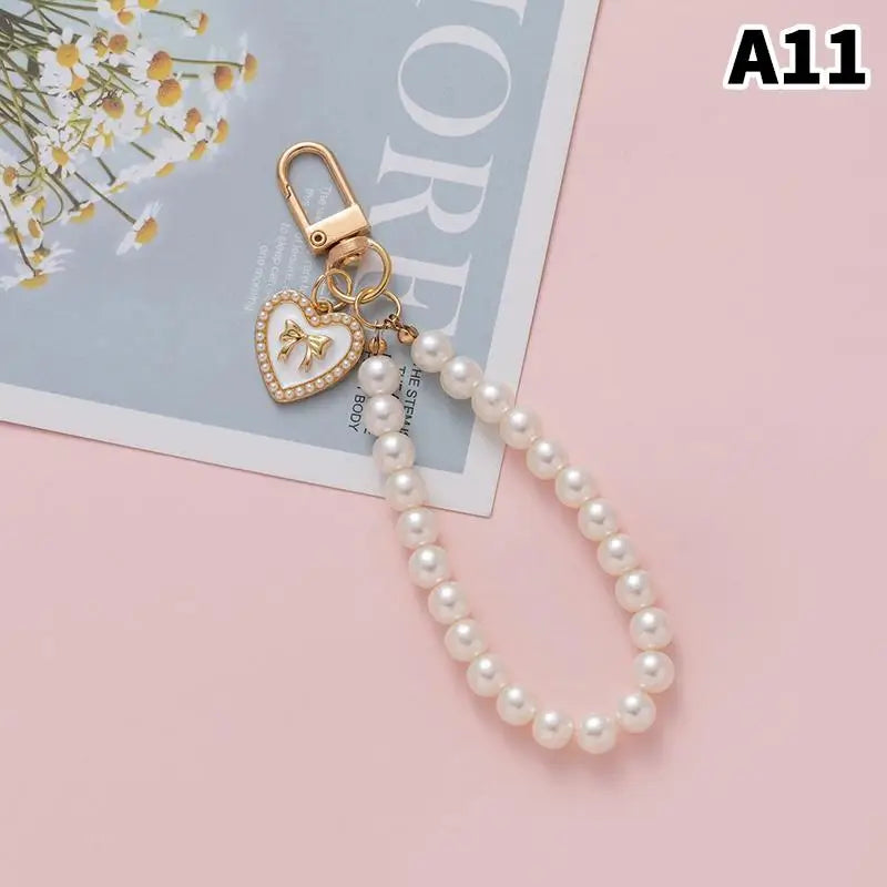 Pearl Flower Keychain Charm – Beaded Bag & Phone Pendant Keychain Charm Oasis Select A11