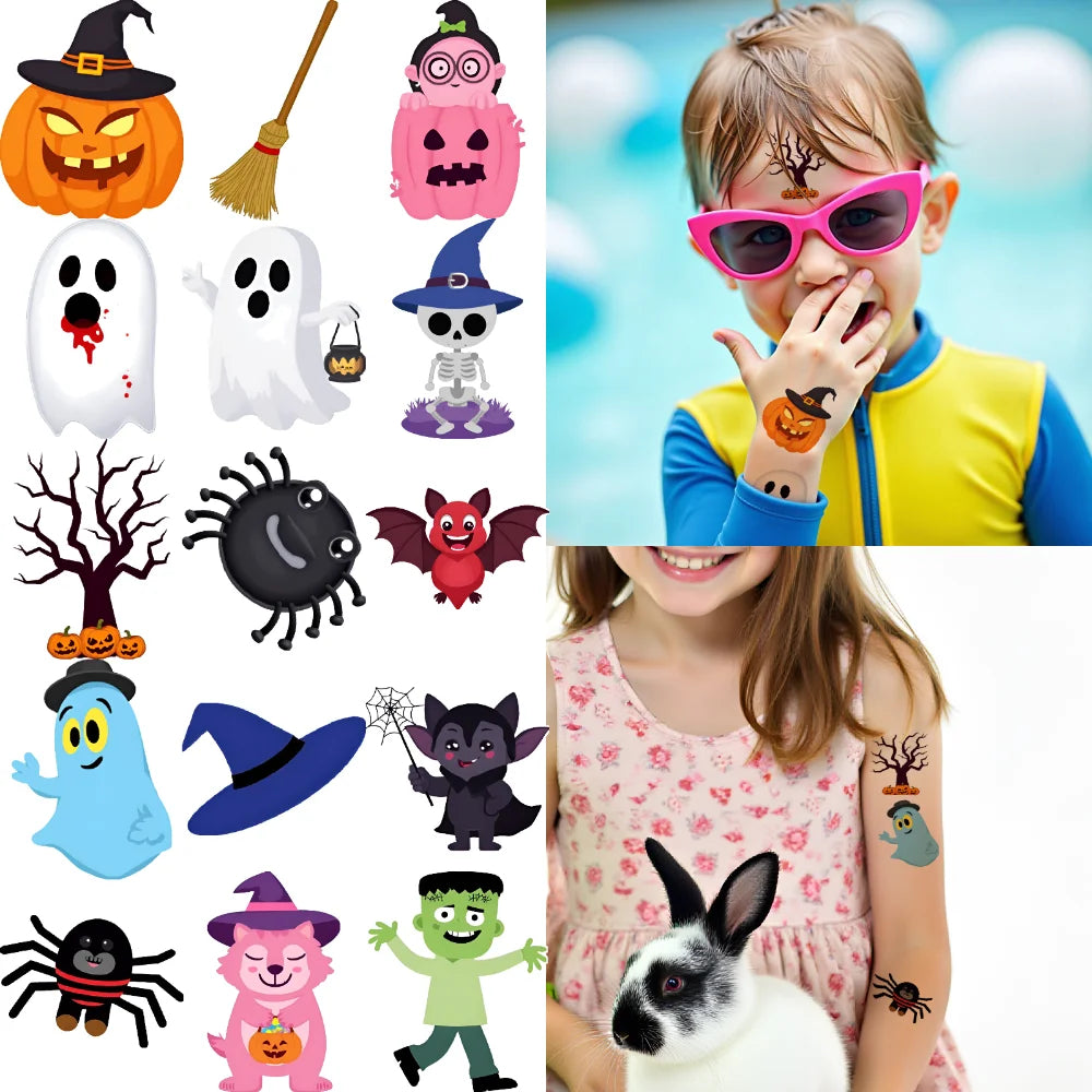 63-Piece Spooky Temporary Tattoo Stickers – Waterproof Halloween