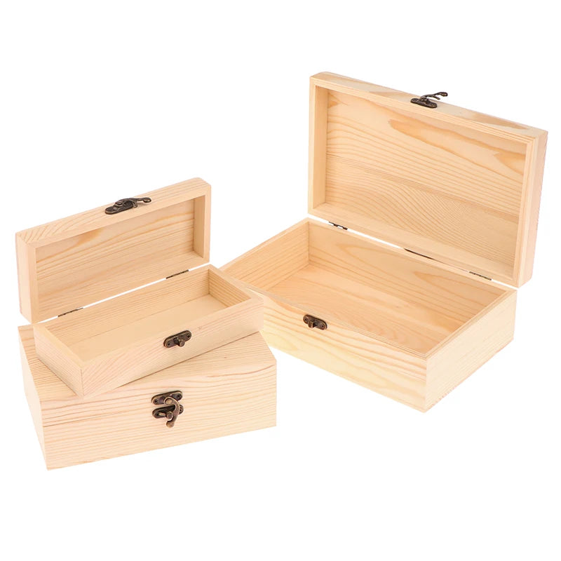 Rectangular Wooden Storage Box Organizer Wooden Storage Case Simple Storage Container Dust-Proof With Lock Jewelry Box Case Oasis Select