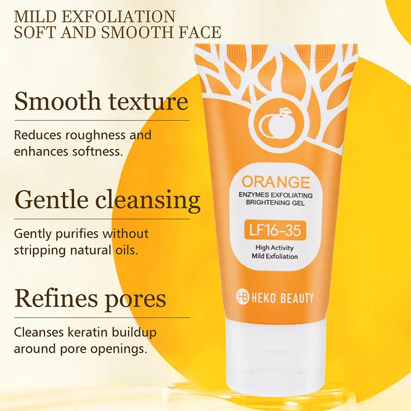Orange Enzymes Exfoliating Gel Mild Exfoliation Moisturizing Brighten Skin Tone Facial ＆ Body Cleansing Peeling Scrub Oasis Select