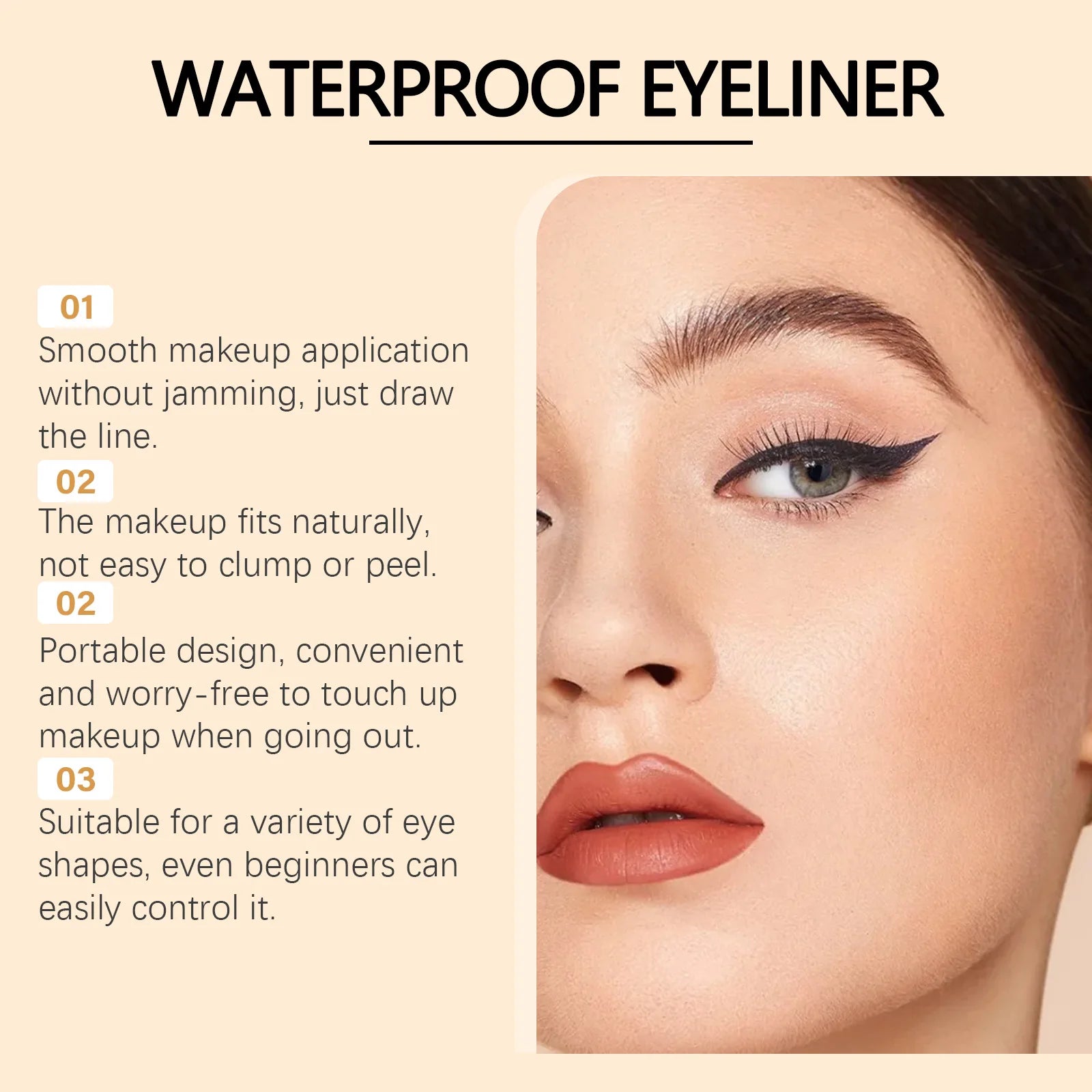 Waterproof Eyeliner Pen Colorfast Long Lasting Anti Smudge Quick Drying Sweat Resistant Smooth Portable Eye Liner Pen Eye Makeup Oasis Select