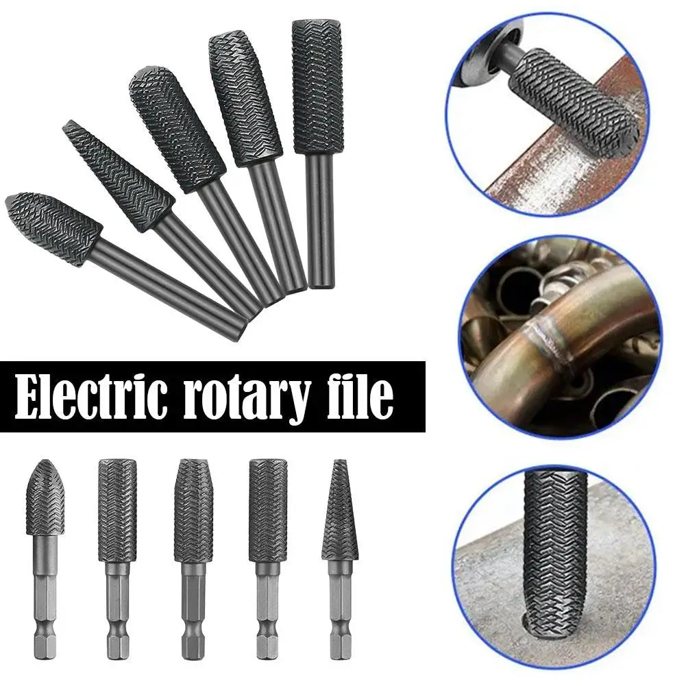 5-Piece Carbide Rotary Burr Set – Metal & Wood Grinding Kit