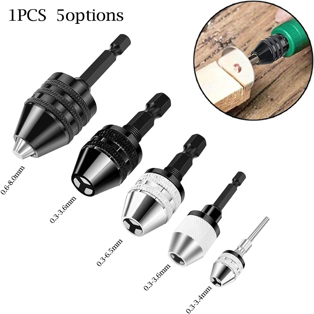 Drill Chuck Keyless Screwdriver Impact Driver Adaptor Electric Micro Motor Clamp 6.35mm Hex Shank Quick Change Converter Oasis Select
